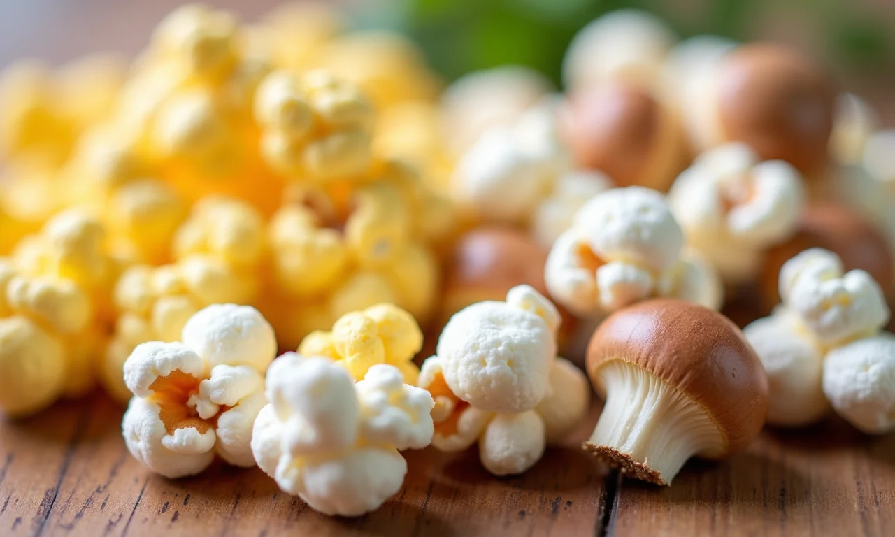 Variedades de milho de pipoca: comum e mushroom.