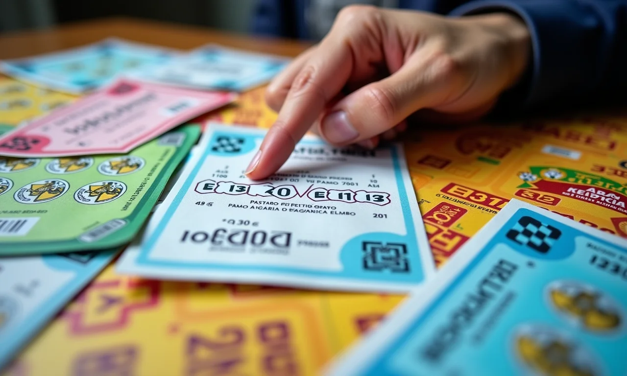 Vários bilhetes de loteria com foco no da Lotofácil.