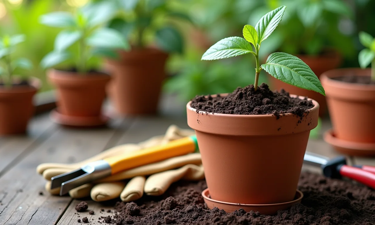 Vaso preparado para muda de cambuci.