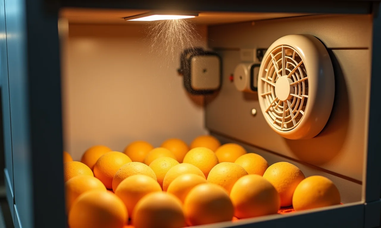 Ventoinha instalada dentro de uma incubadora caseira, mostrando o fluxo de ar.