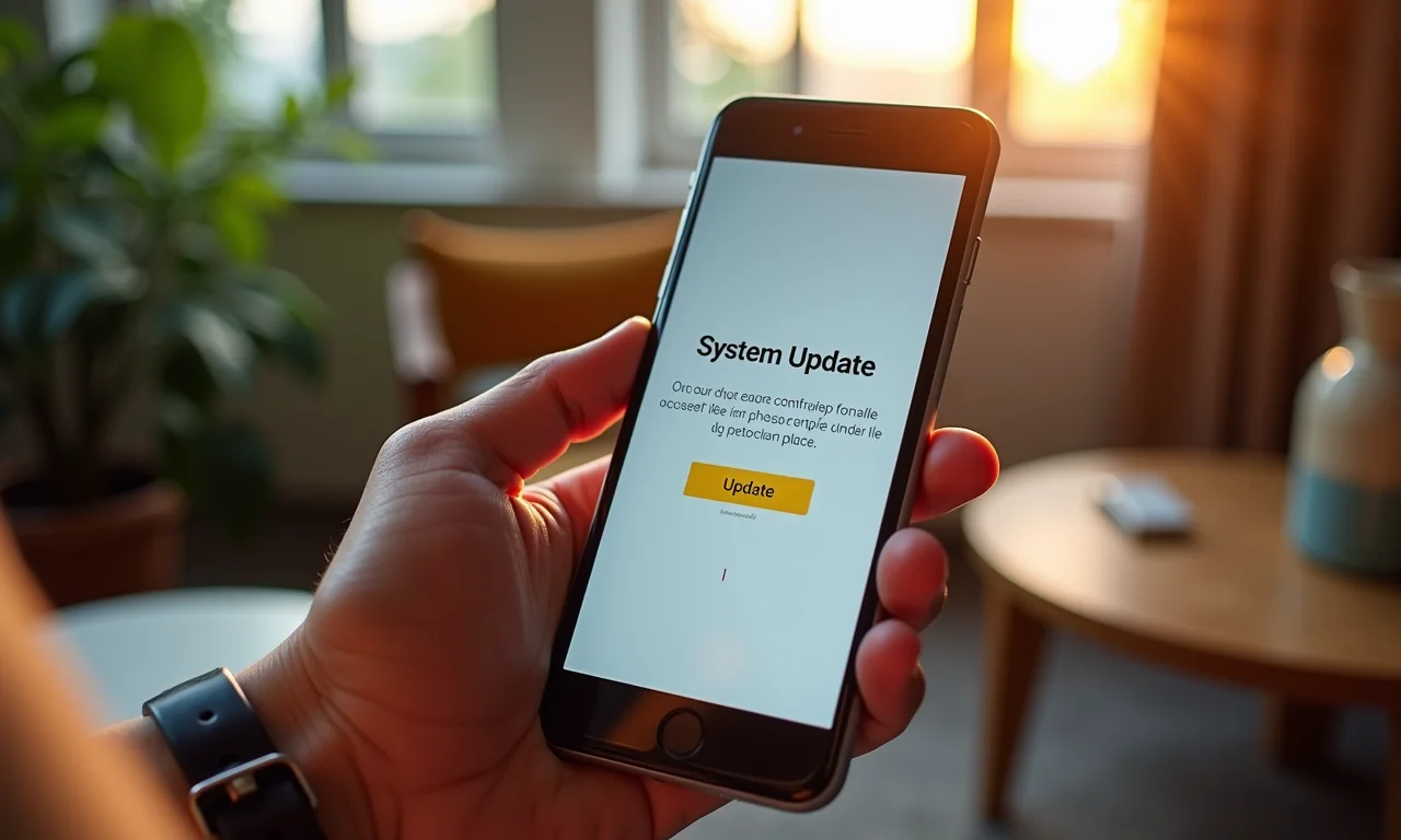 Verificando atualizações do sistema no celular.