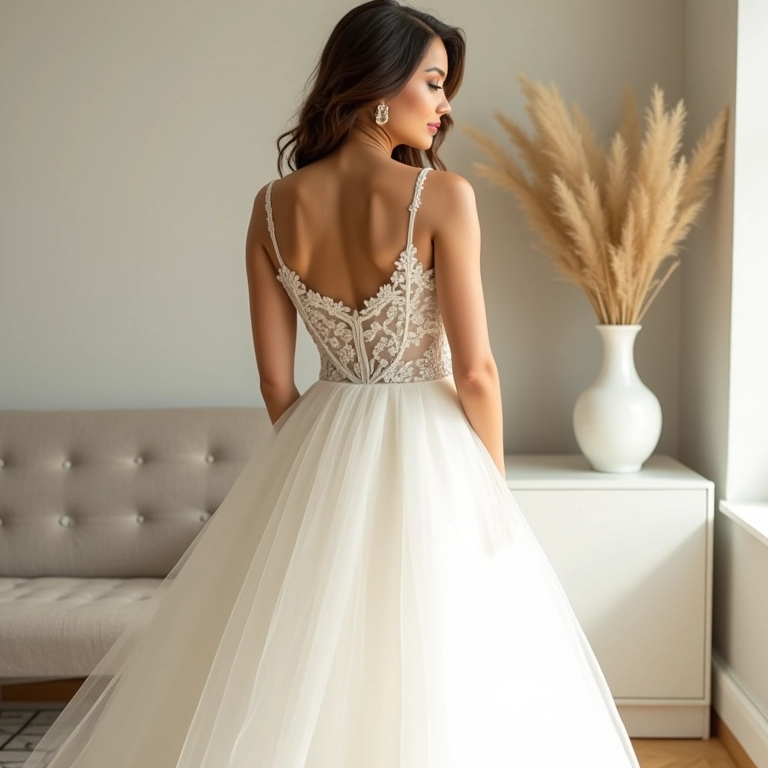 Vestido de noiva elegante e sem extravagância.