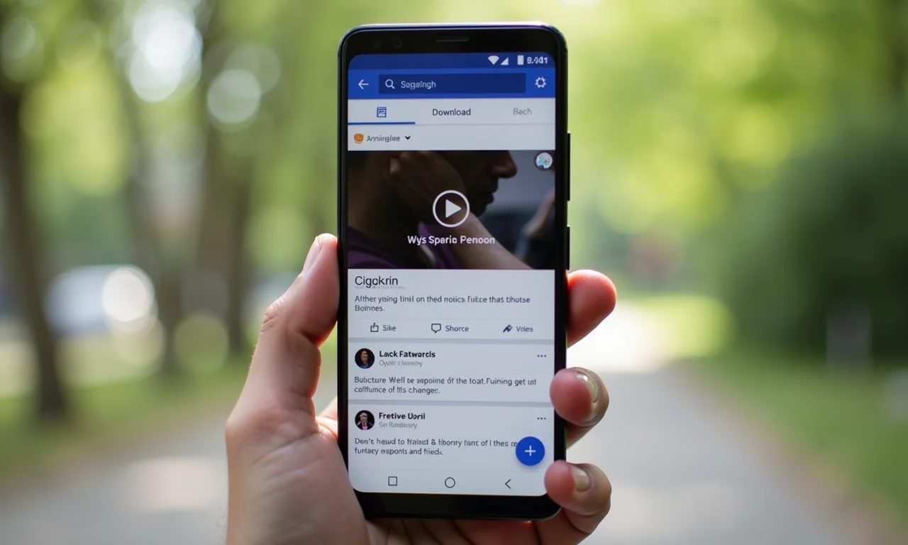 Vídeo do Facebook Lite com botão de download visível.