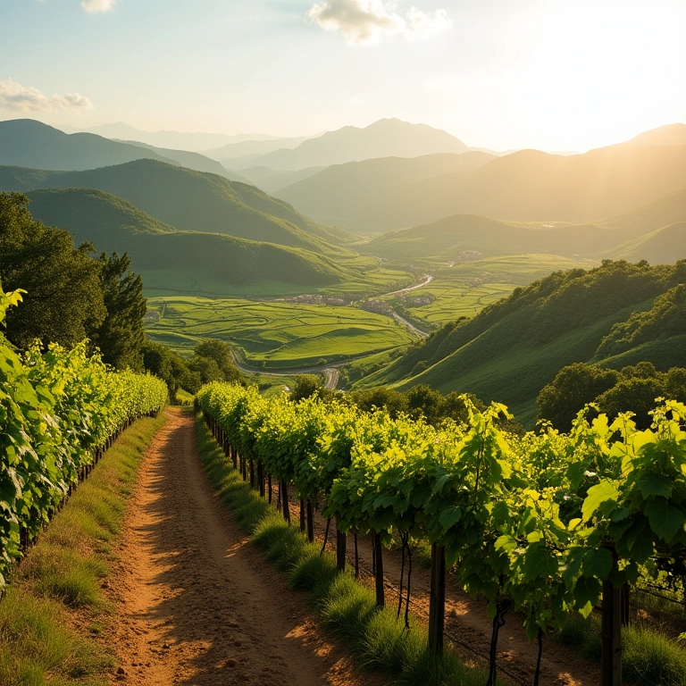 Vinhedos e paisagens europeias no Sul do Brasil.