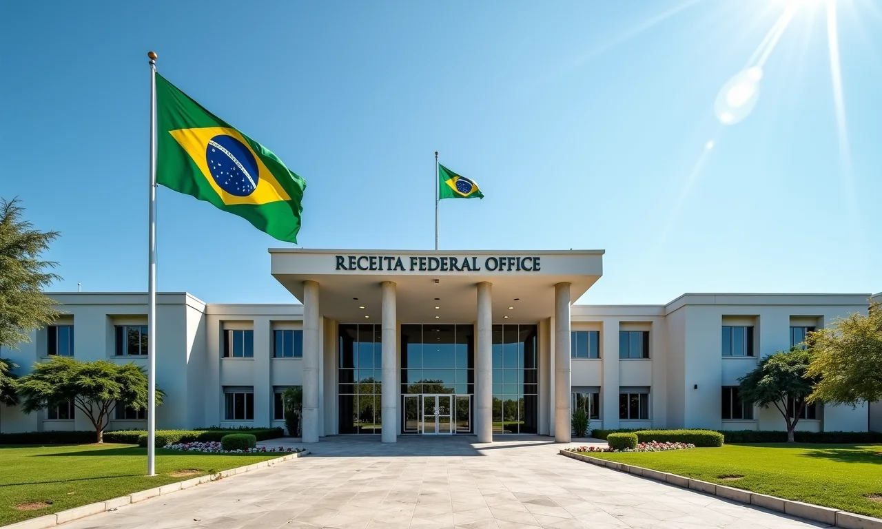 Vista externa de um posto de atendimento da Receita Federal.